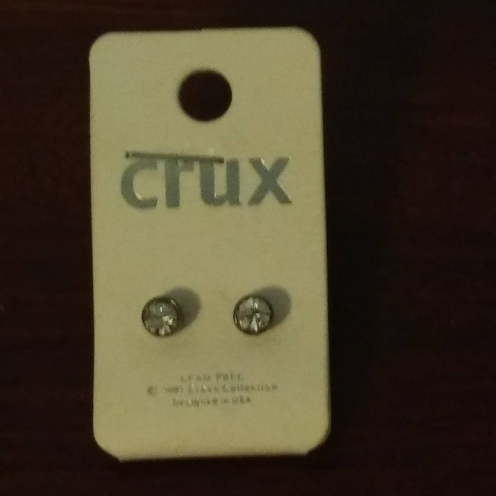 Crux white stone costume earrings